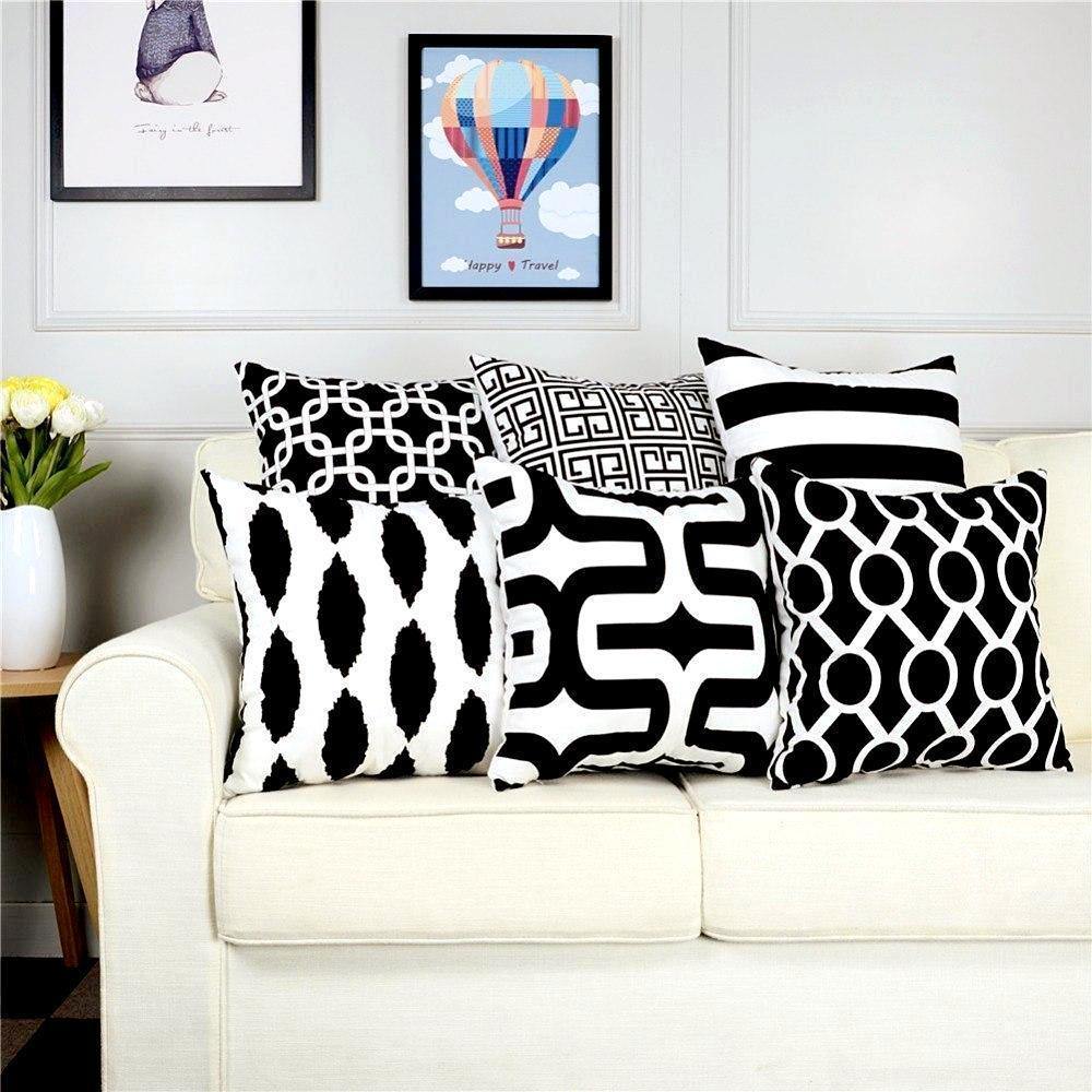 B&W Geometric Cushion Cover - Nordic Side - 