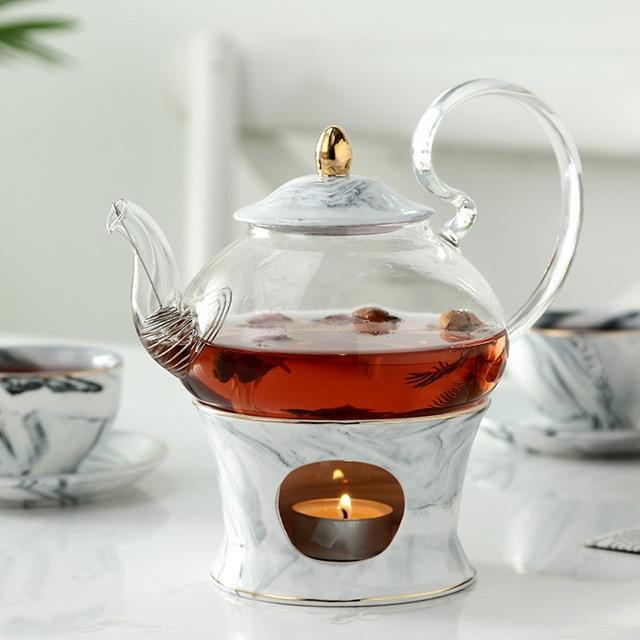 Glass Teapot with Ceramic Marble - Nordic Side - 