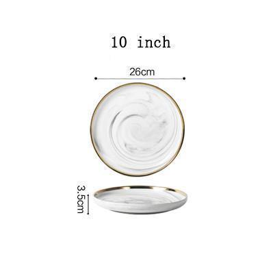 1pcs Marble pattern porcelain plate ceramic Dinner Plate tableware dinner set Phnom Penh Exquisite Stroke marble dinnerware - Nordic Side - 