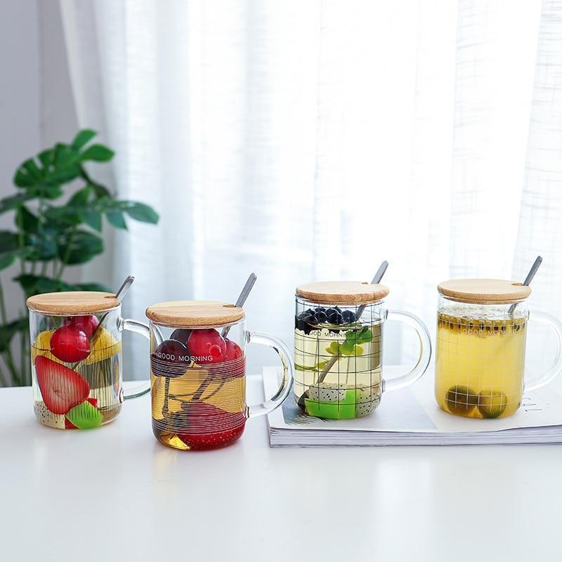 Simple Grid Glass Cup - Nordic Side - 