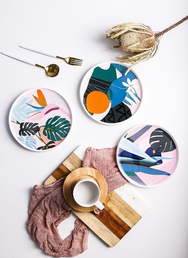 Abstract Floral Plates - Nordic Side - 