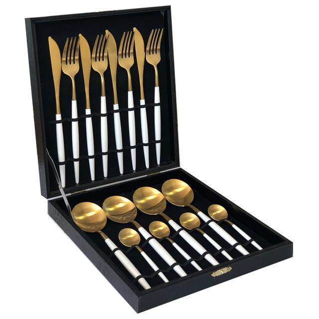 16 Pieces Metal Cutlery Set with Gift Box - Nordic Side - 