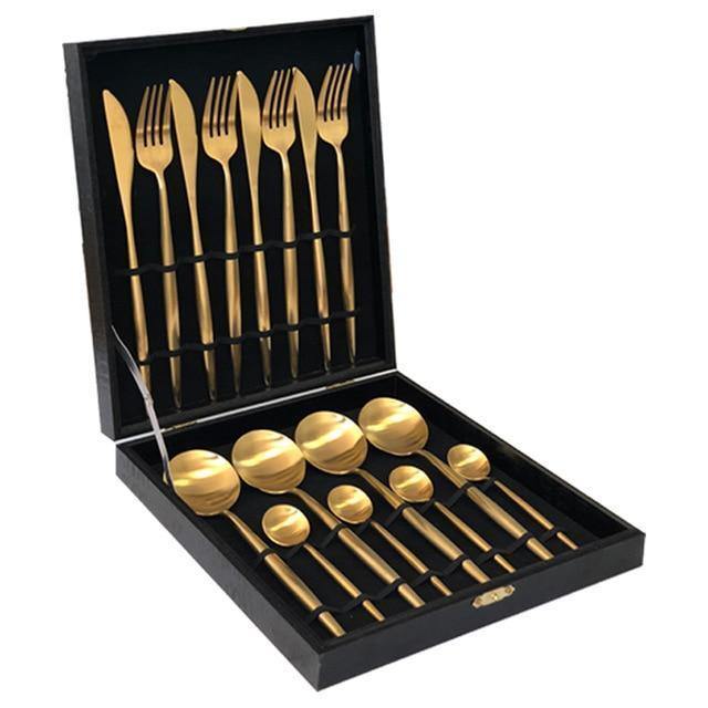 16 Pieces Metal Cutlery Set with Gift Box - Nordic Side - 