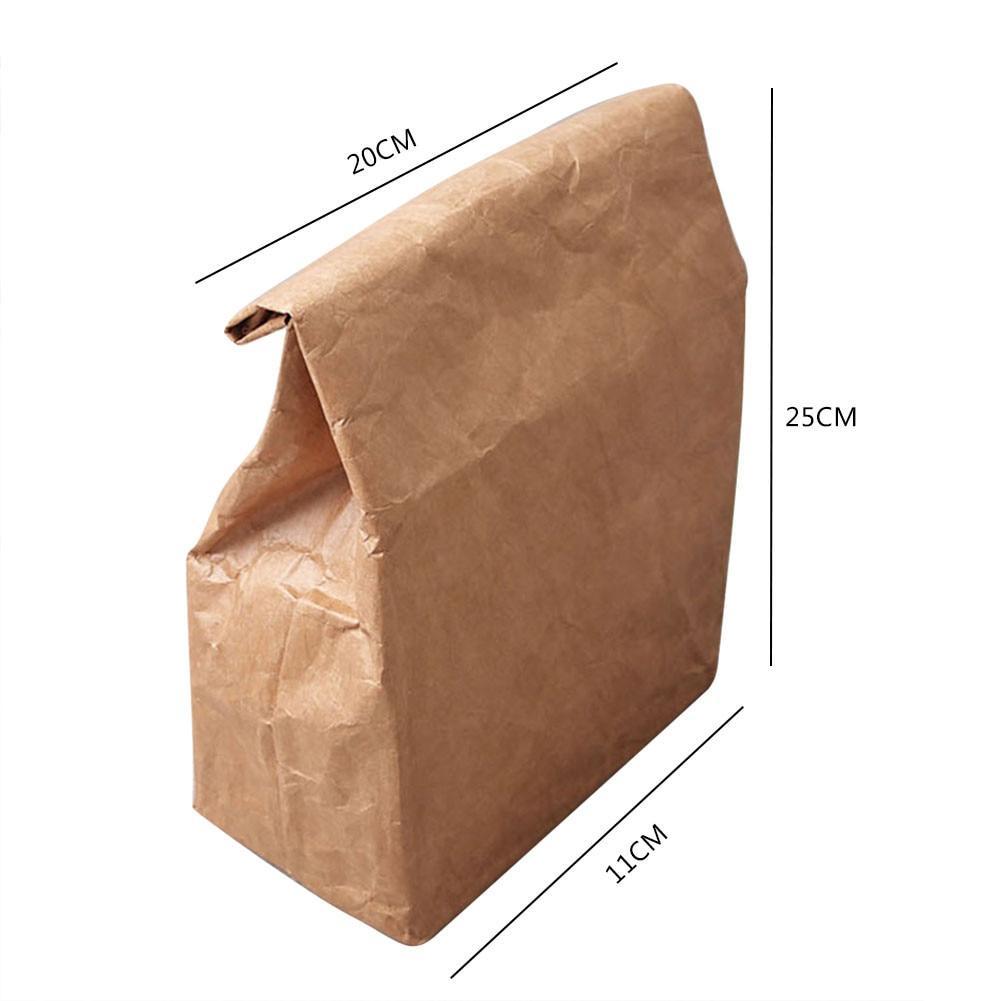 6L Brown Paper Lunch Bag Environmentally Friendly Reusable Lunch Box Durable Insulated Thermal Kraft Paper Bag Covered - Nordic Side - 