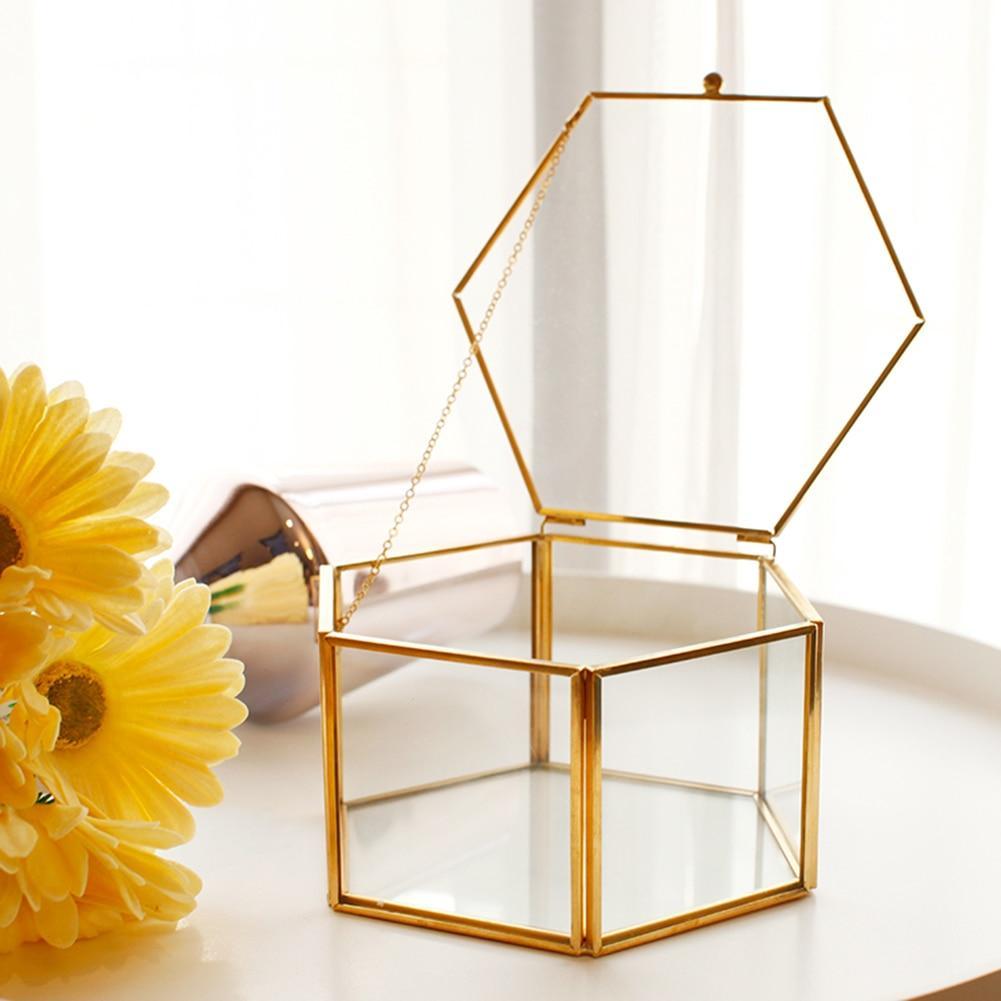 Hexagonal Glass Golden Organiser - Nordic Side - 