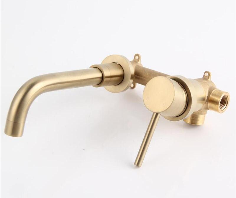 Modern Brass Wall Mounted Faucet - Nordic Side - 12-12, bathroom, bathroom-collection, bathroom-faucet, fab-faucets, faucet, feed-cl0-over-80-dollars, kitchen, kitchen-faucet, modern, renovat