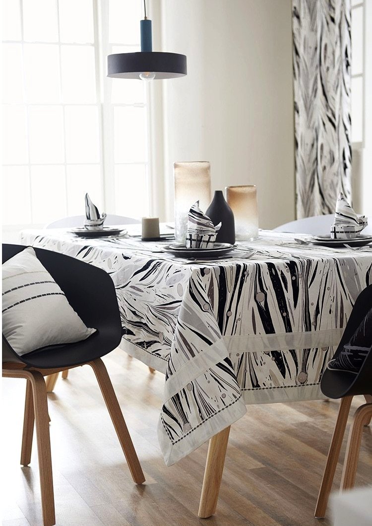 Cotton Grey Paint Table Cloth - Nordic Side - 