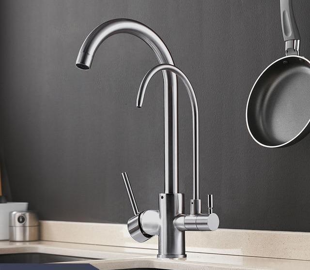 Sibella - Deck Mount Double Crane Faucet - Nordic Side - 02-05, bathroom-collection, fab-faucets, faucet, feed-cl0-over-80-dollars, kitchen, kitchen-faucet, modern, renovation