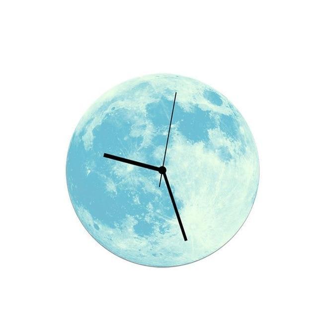 Lua - 3D Glow-In-The-Dark Moon Wall Clock - Nordic Side - 05-14, modern-wall-clock