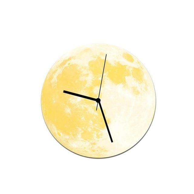 Lua - 3D Glow-In-The-Dark Moon Wall Clock - Nordic Side - 05-14, modern-wall-clock