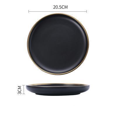 Black & White Ceramic Dinnerware with Gold Rim - Nordic Side - 