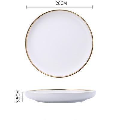 Black & White Ceramic Dinnerware with Gold Rim - Nordic Side - 