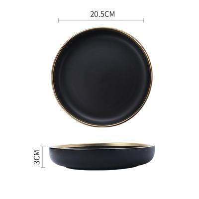 Black & White Ceramic Dinnerware with Gold Rim - Nordic Side - 