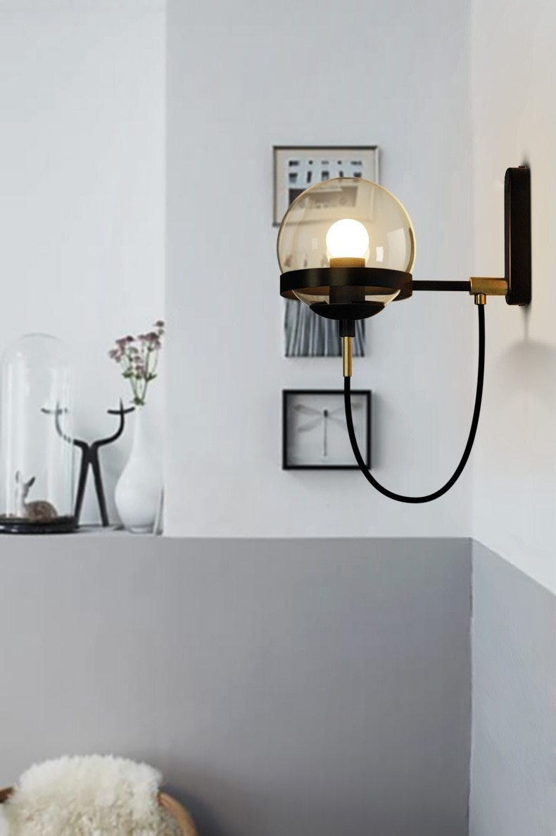 Retro Black & Gold Wall Light - Nordic Side - 