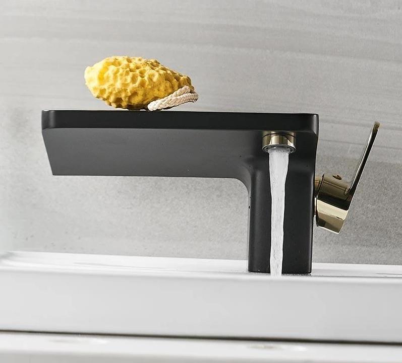 Portia - Porcelain Faucet with Mini Shelf - Nordic Side - 09-11, bathroom, bathroom-collection, bathroom-faucet, bathroom-shelf, fab-faucets, faucet, feed-cl0-over-80-dollars, kitchen, kitche