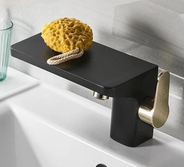 Portia - Porcelain Faucet with Mini Shelf - Nordic Side - 09-11, bathroom, bathroom-collection, bathroom-faucet, bathroom-shelf, fab-faucets, faucet, feed-cl0-over-80-dollars, kitchen, kitche