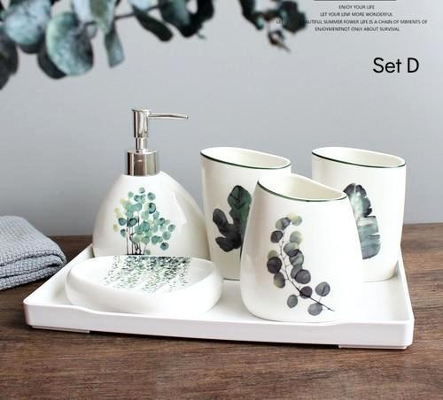 Ceramic Palm Bathroom Organisers - Nordic Side - 