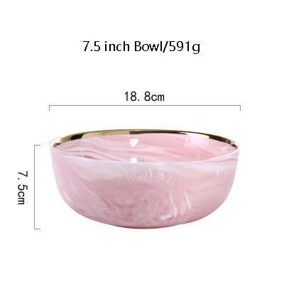 Pink Marble with Gold Rim Dinnerware - Nordic Side - 