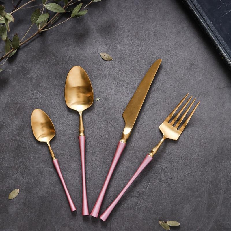 Pink Metal Antique Style Cutlery - Nordic Side - 