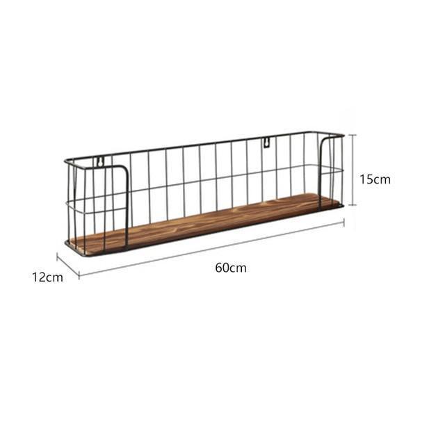 Iron & Wood Wall Storage Rack - Nordic Side - 