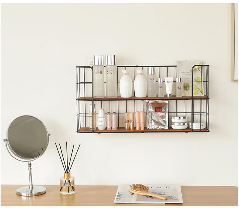 Iron & Wood Wall Storage Rack - Nordic Side - 