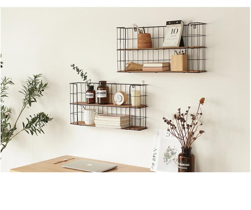 Iron & Wood Wall Storage Rack - Nordic Side - 