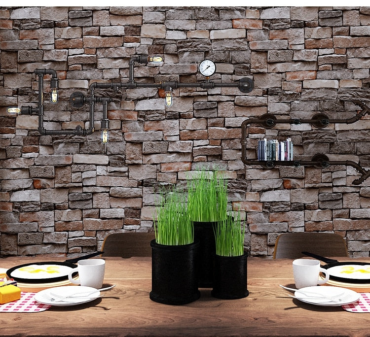 Vintage Stone 3D Brick Wallpaper