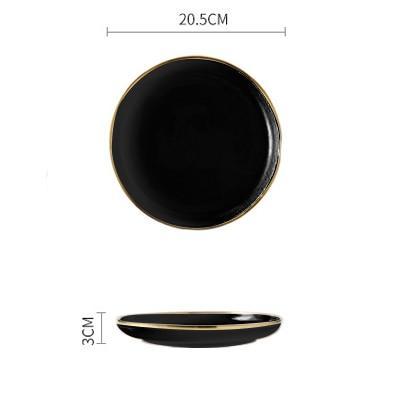 Black & Pink Dinnerware with Gold Rim - Nordic Side - 