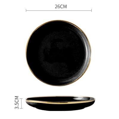 Black & Pink Dinnerware with Gold Rim - Nordic Side - 