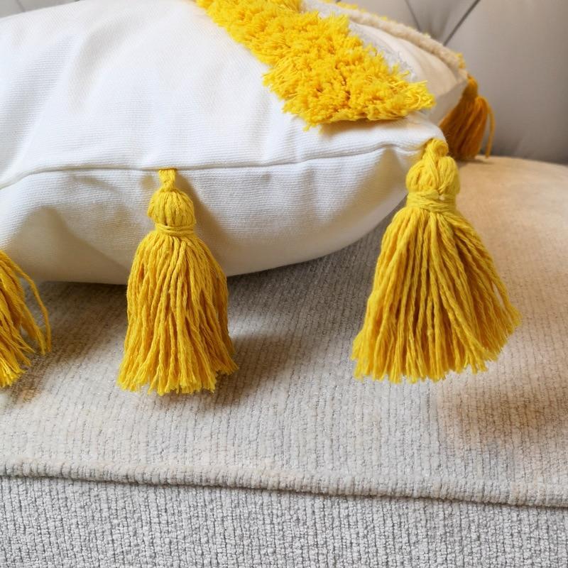 Boho Yellow Stripe Embroidery Cushion - Nordic Side - 