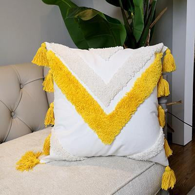 Boho Yellow Stripe Embroidery Cushion - Nordic Side - 