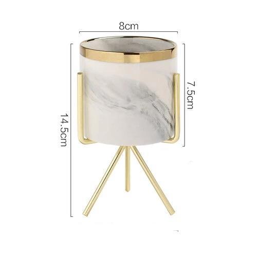 Gold Rim Marble Pot - Nordic Side - 