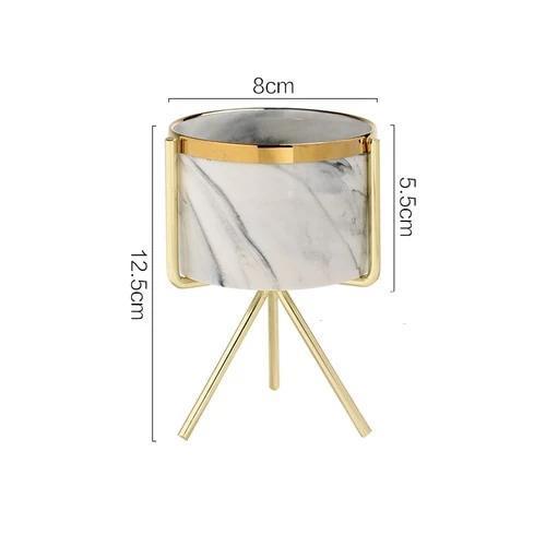 Gold Rim Marble Pot - Nordic Side - 