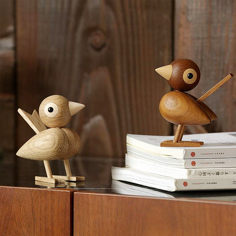 Wooden Sparrows Decorative Accent Figurines