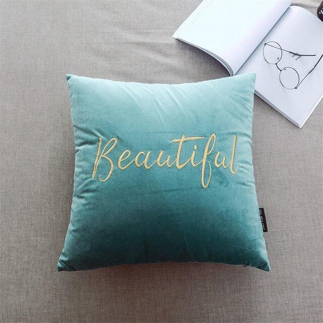 Velvet Cushions with Gold Letters - Nordic Side - 