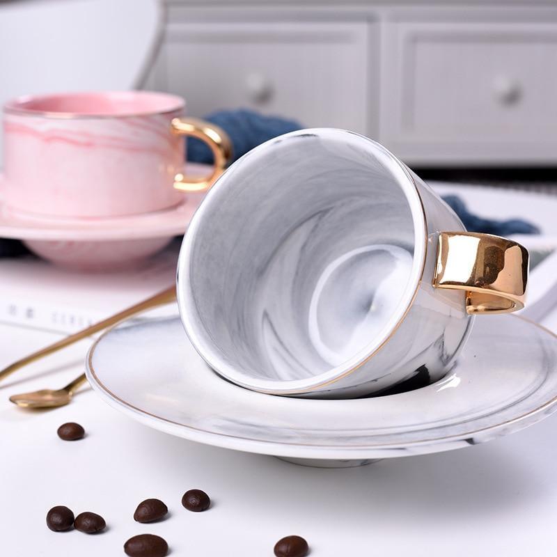 Pink & Grey Marble Tea Cup - Nordic Side - 