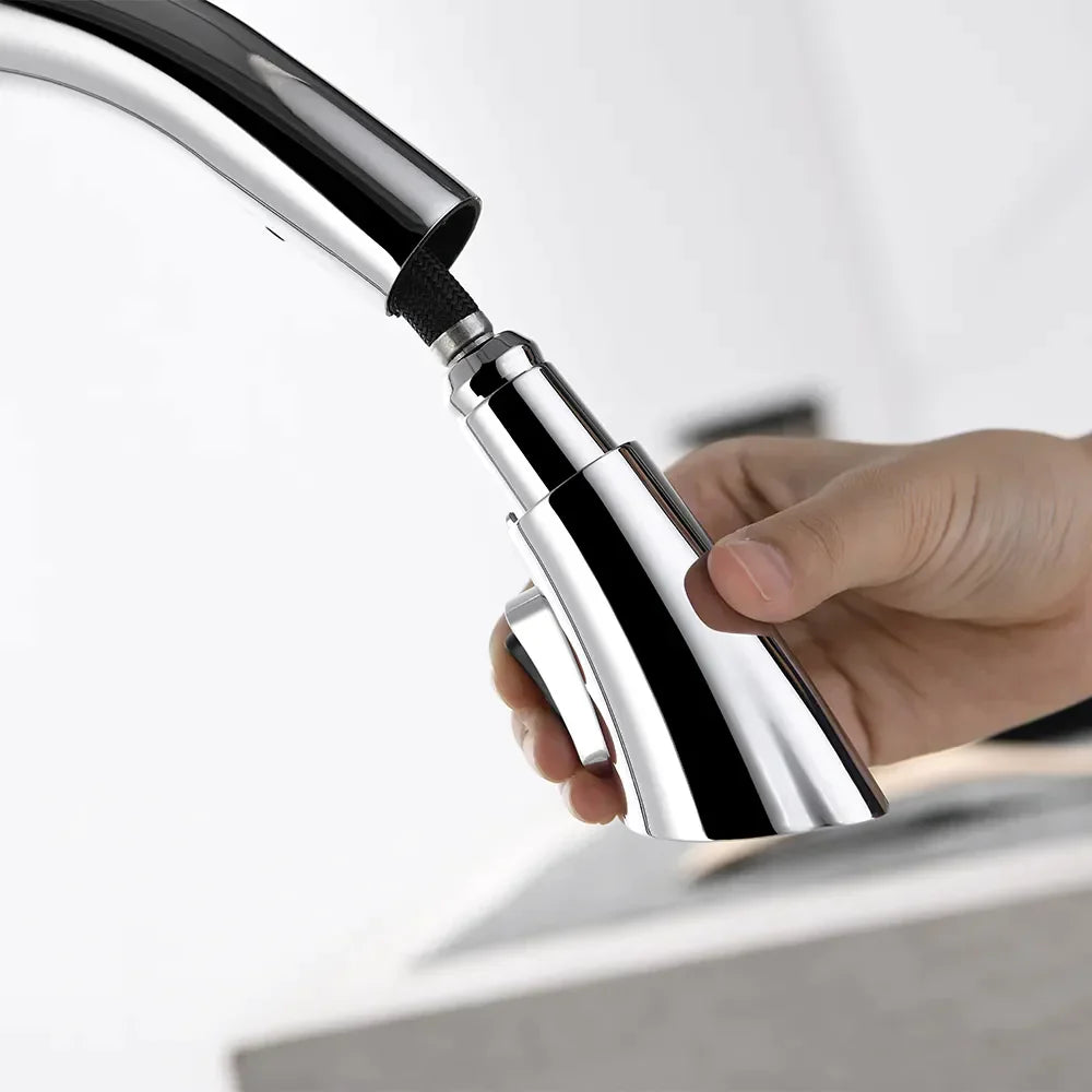 Nate - Retractable Curved Modern Kitchen Faucet