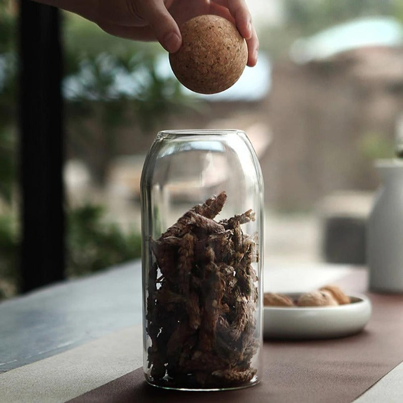 Wooden Ball Cork Storage Jar