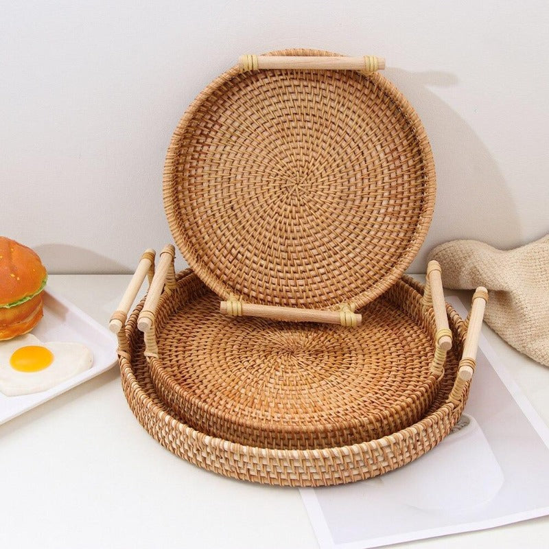 Round Rattan Basket Storage Solution