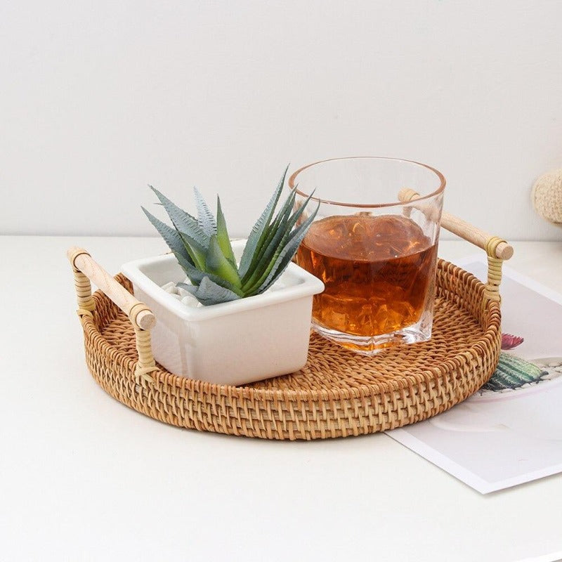 Round Rattan Basket Storage Solution