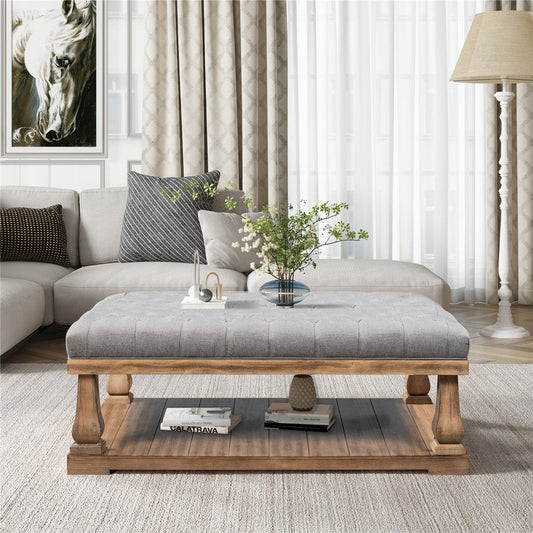 Upholstered Storage Bench in Grey