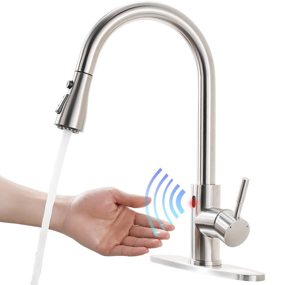 Motion Activated Kitchen Faucet with Smart Sensor, Pull Down Sprayer