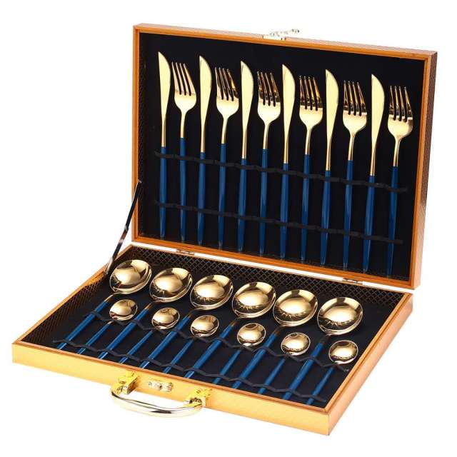 24Pcs 24-Piece Gold Flatware Set