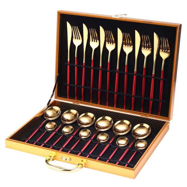 24Pcs 24-Piece Gold Flatware Set