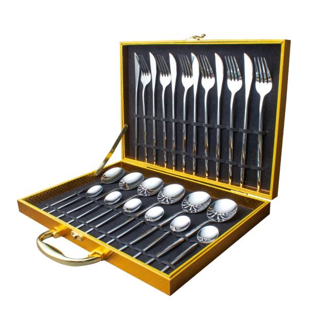 24Pcs 24-Piece Gold Flatware Set