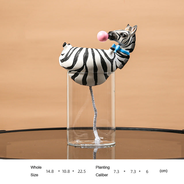 Zebra And Giraffe Flowerpot Planter