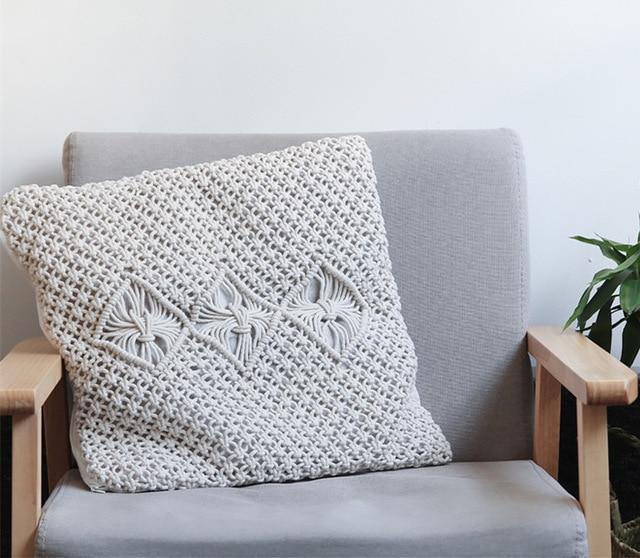 Hand Woven Macrame Pillow Cushion Cover - Nordic Side - Living Room, MacramÃ©, not-hanger, Pillows