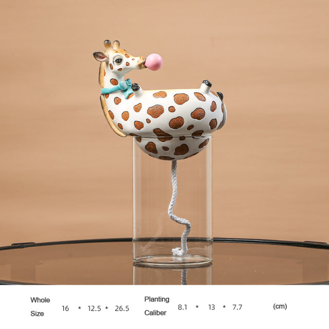 Zebra And Giraffe Flowerpot Planter