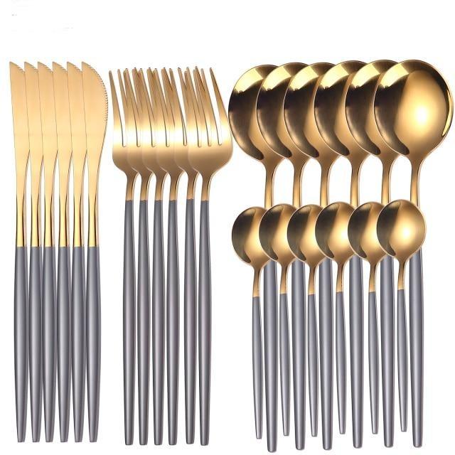 24Pcs 24-Piece Gold Flatware Set