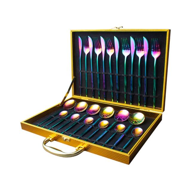 24Pcs 24-Piece Gold Flatware Set